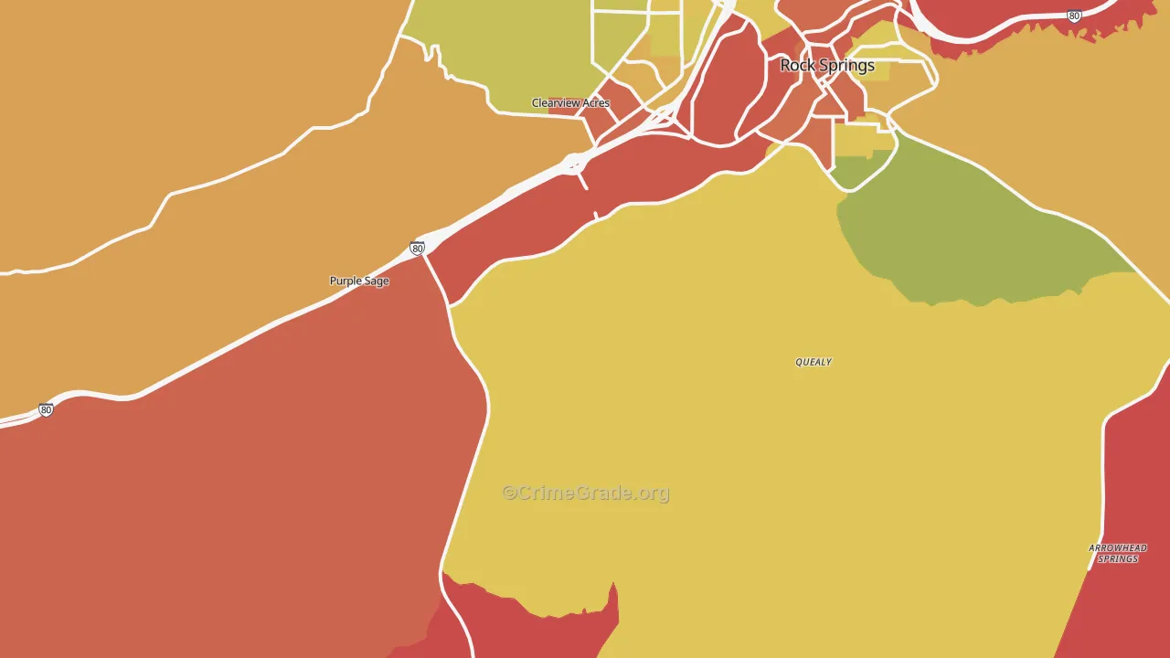 Quealy, WY Map of Assault Rates