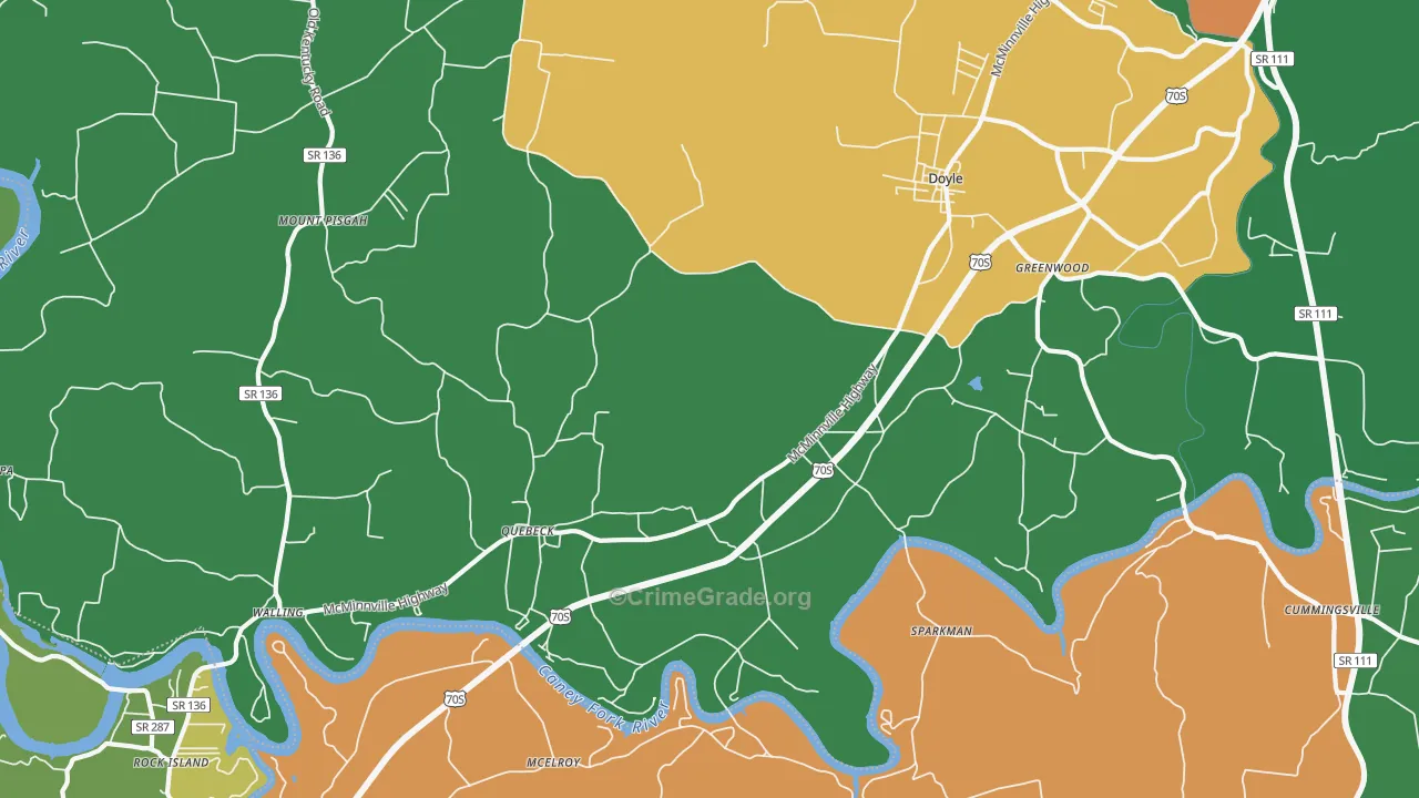 Quebeck, TN Map of Assault Rates