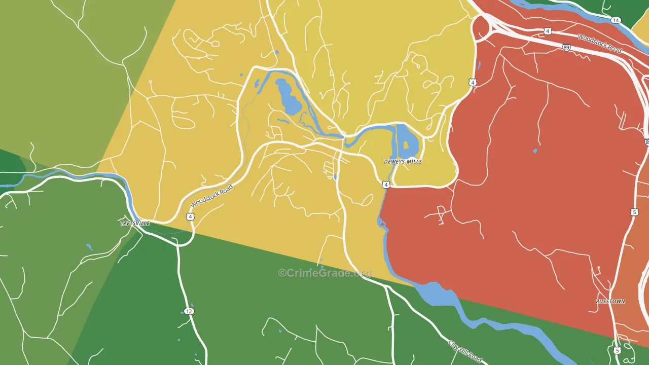 Quechee, VT Map of Assault Rates
