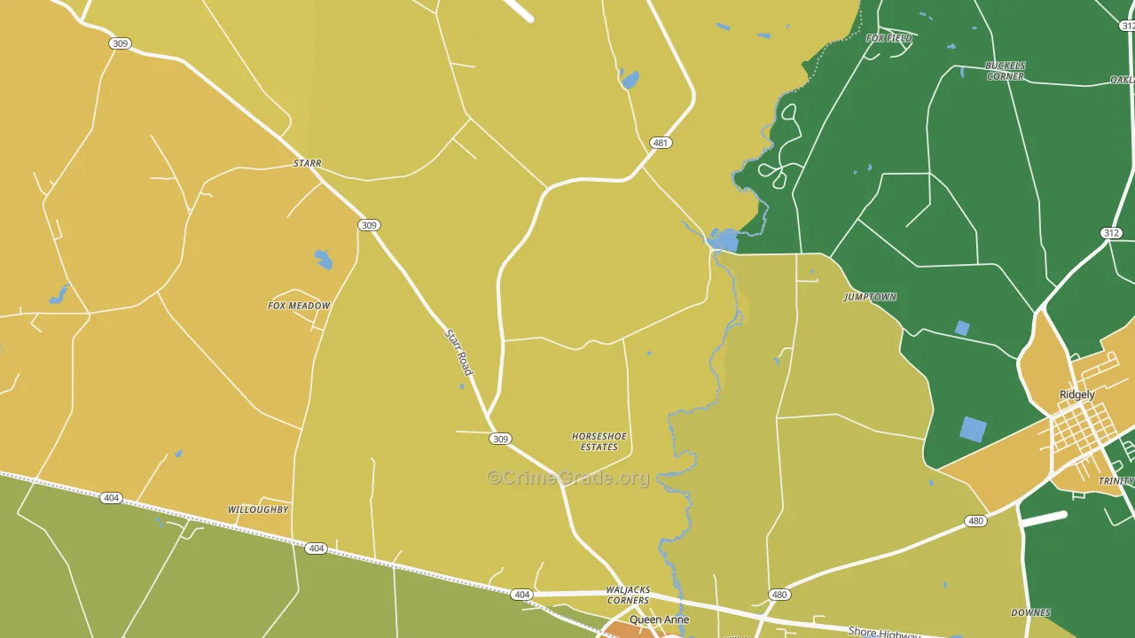 Queen Anne, MD Map of Assault Rates