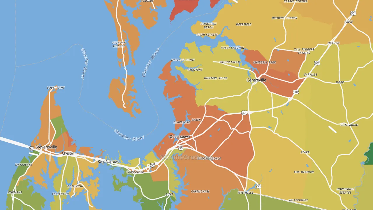 Queen Anne's County, MD Map of Assault Rates