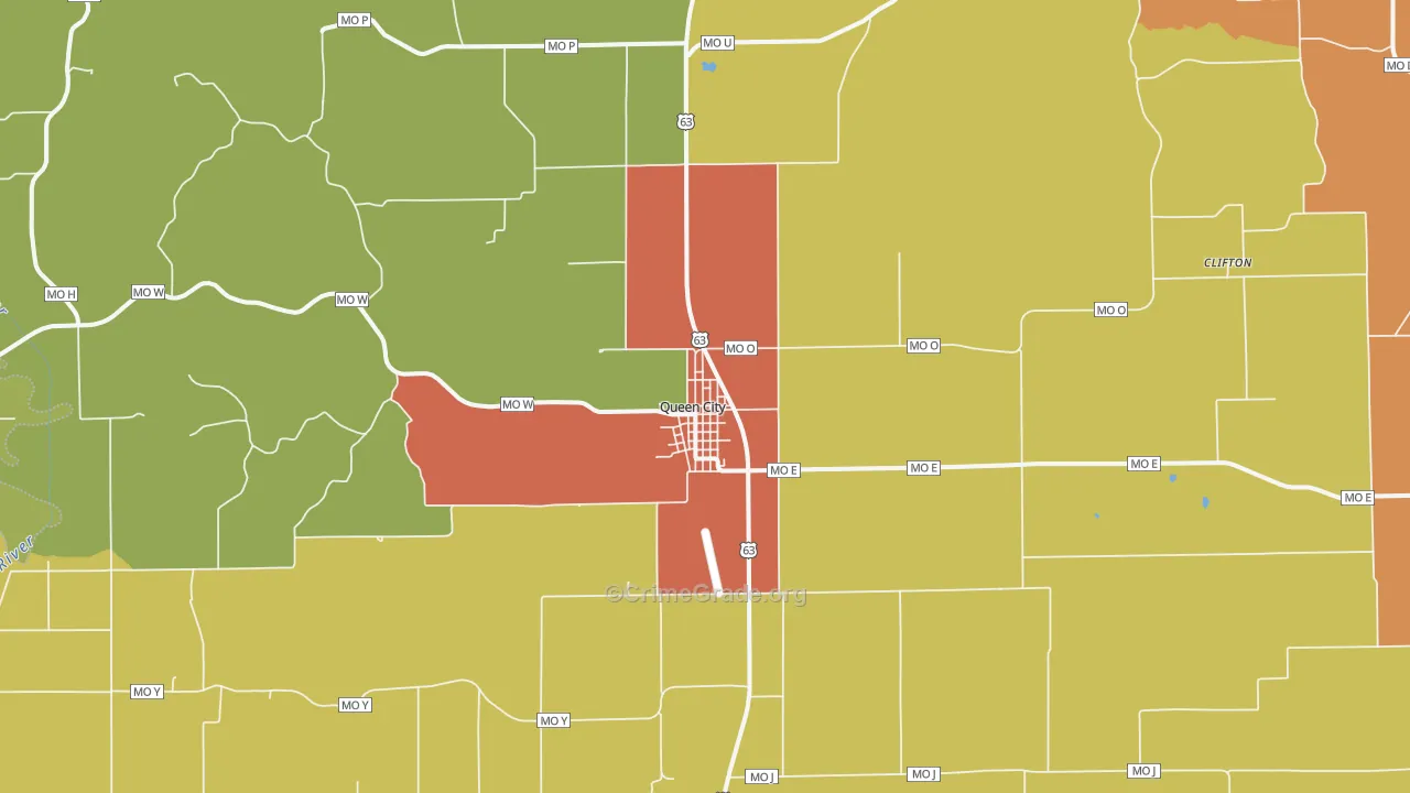 Queen City, MO Map of Assault Rates