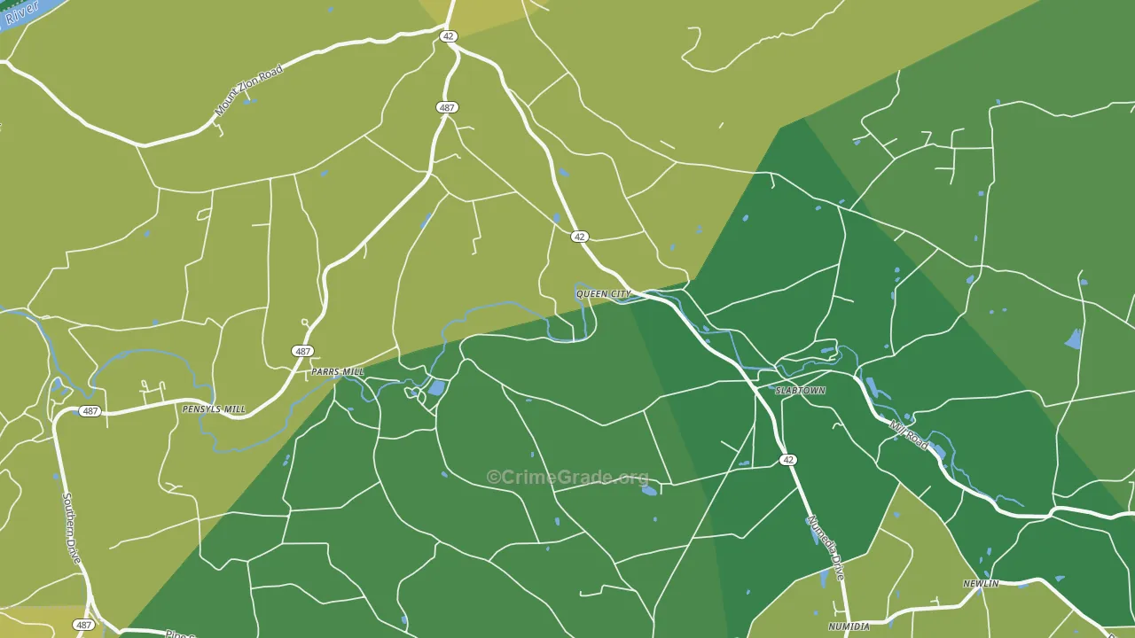 Queen City, PA Map of Assault Rates