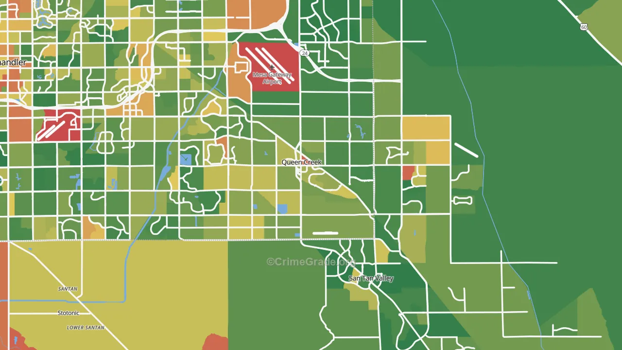 Queen Creek, AZ Map of Assault Rates