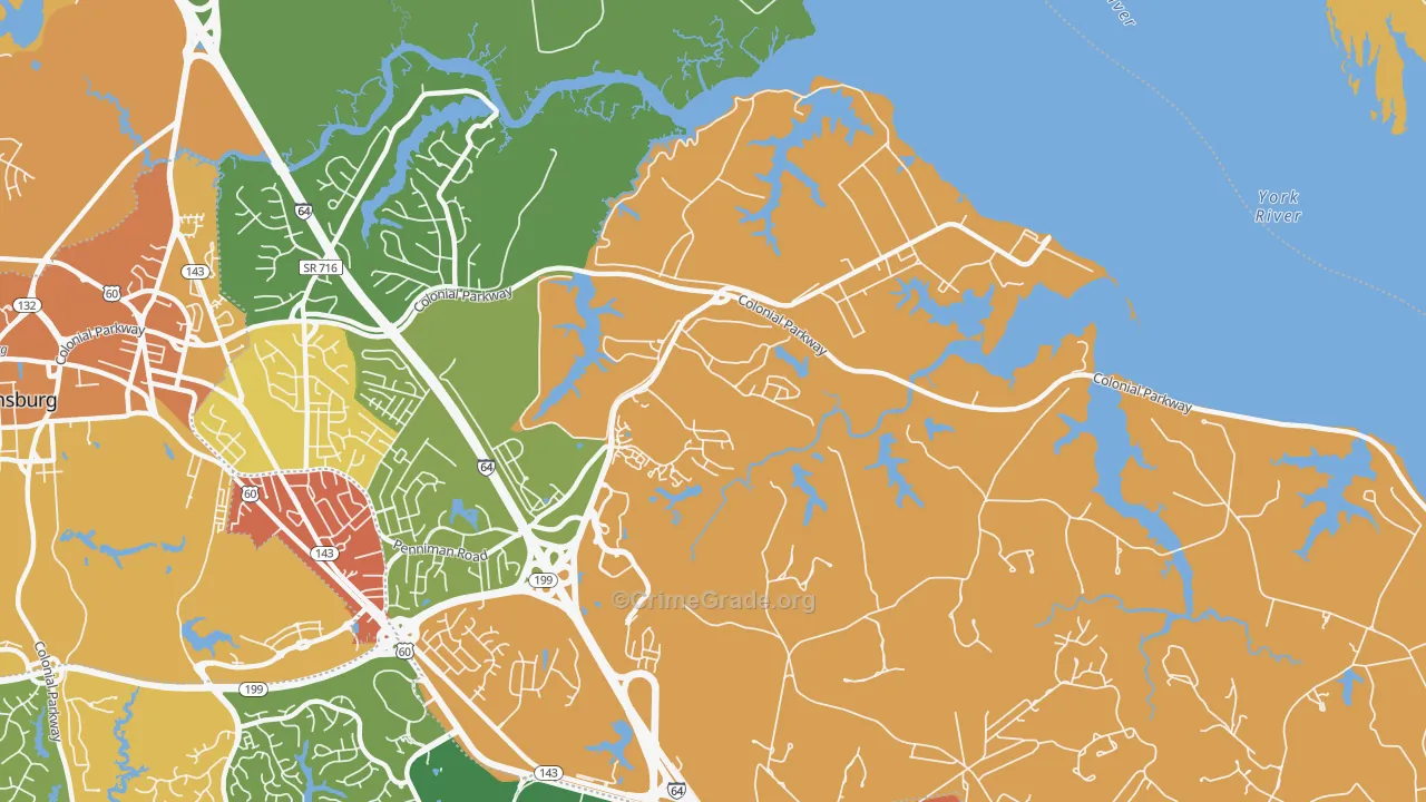 Queens Lake, VA Map of Assault Rates