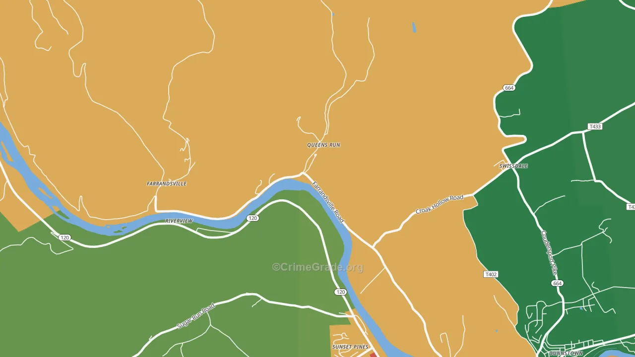 Queens Run, PA Map of Assault Rates