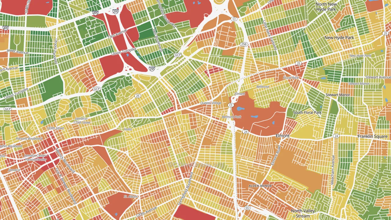 Queens Village, Queens, NY Map of Assault Rates