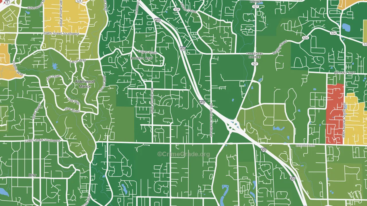 Queensboro-Brentwood-Crystal Spgs, Bothell, WA Map of Assault Rates