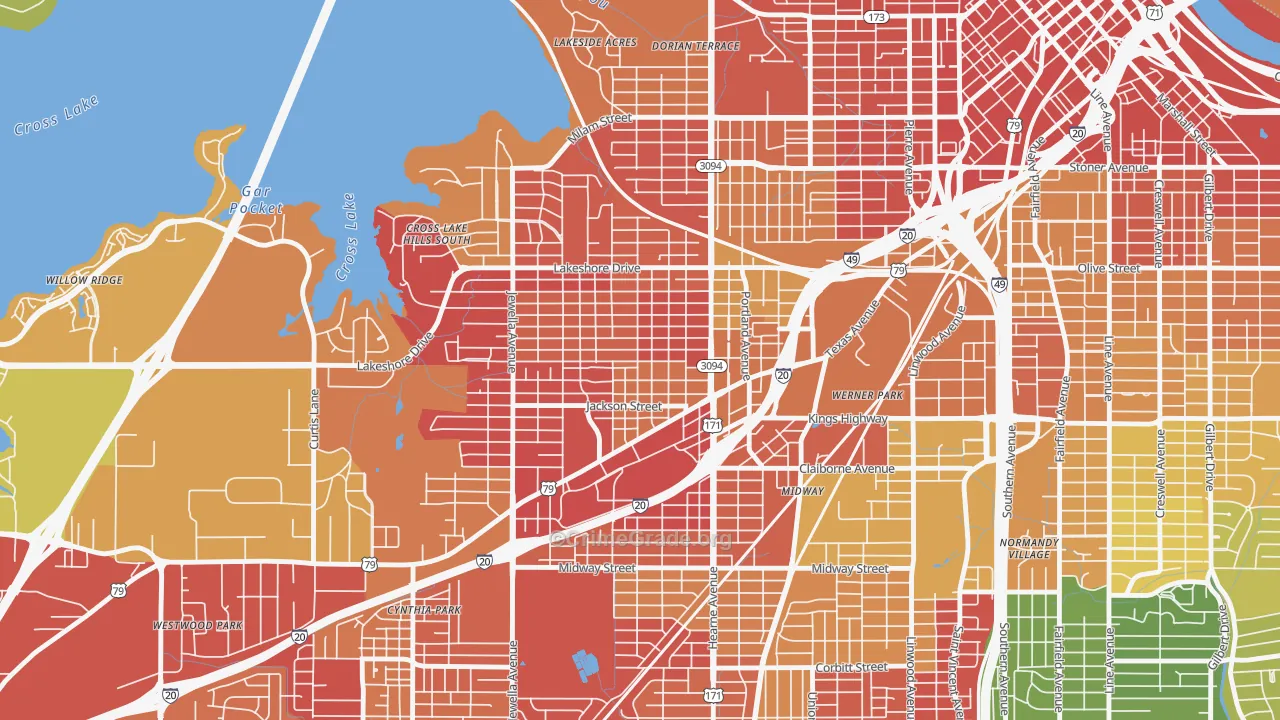 Queensborough, Shreveport, LA Map of Assault Rates