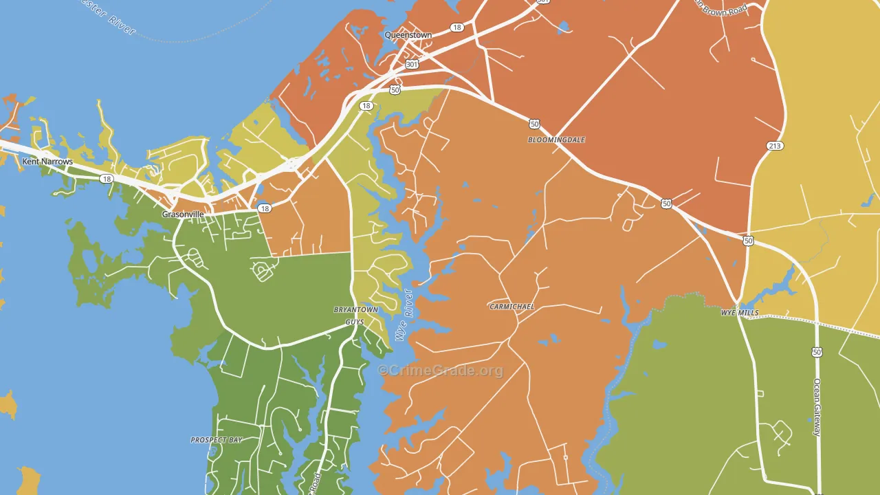 Queenstown, MD Map of Assault Rates