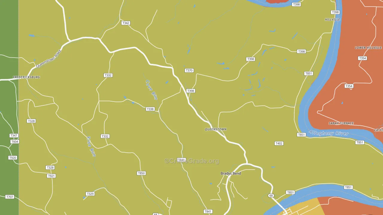 Queenstown, PA Map of Assault Rates