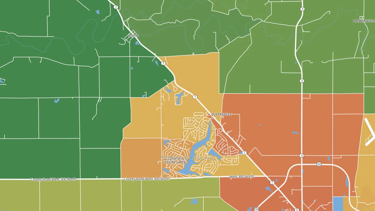 Queensville, IN Map of Assault Rates