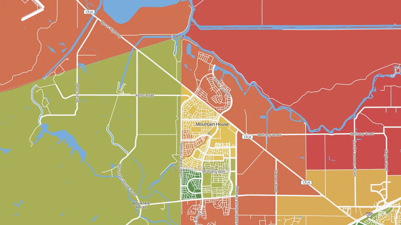 Questa, Mountain House, CA Map of Assault Rates