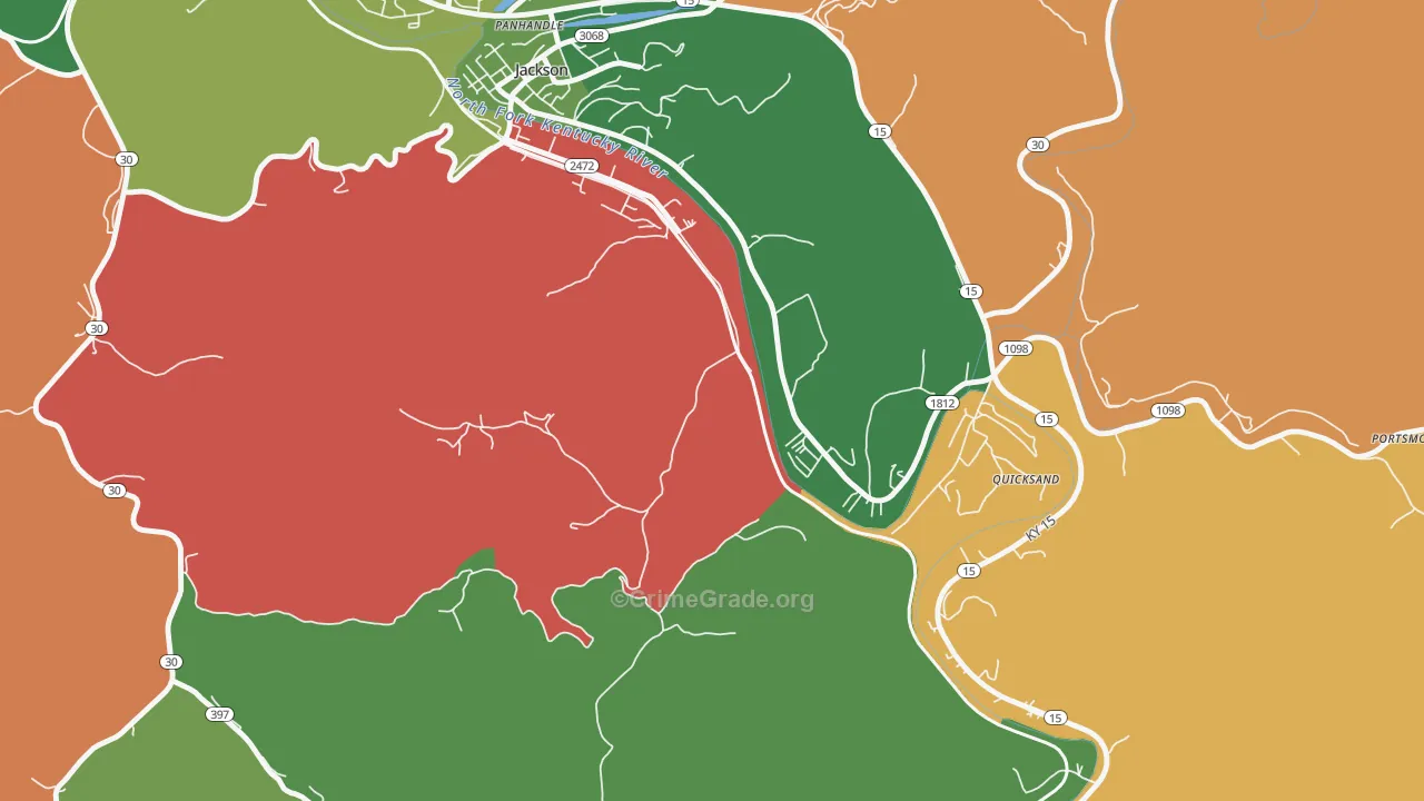 Quicksand, KY Map of Assault Rates