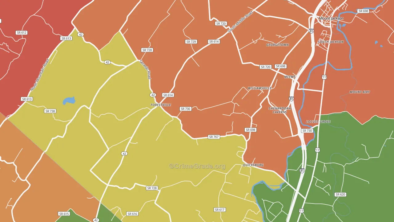 Quicksburg, VA Map of Assault Rates