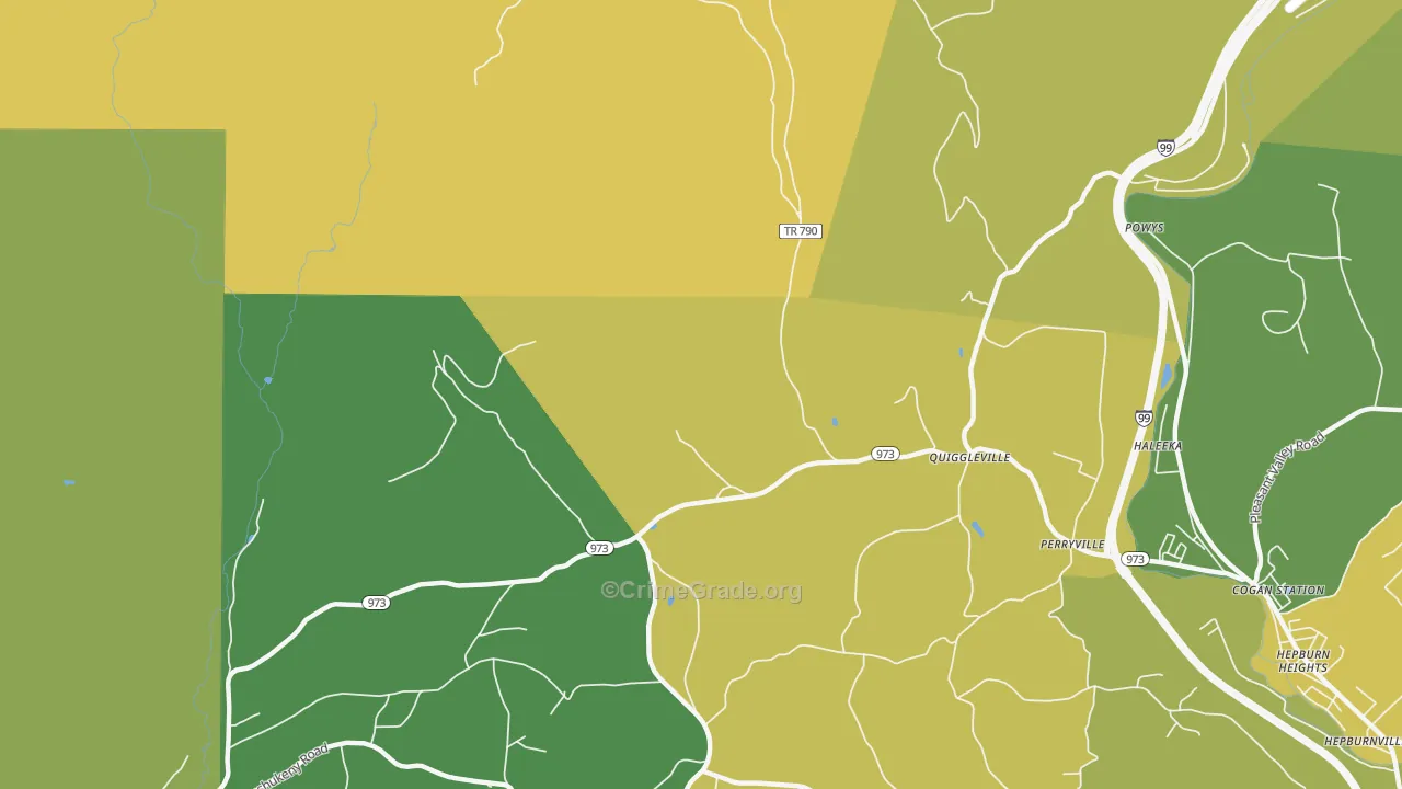 Quiggleville, PA Map of Assault Rates