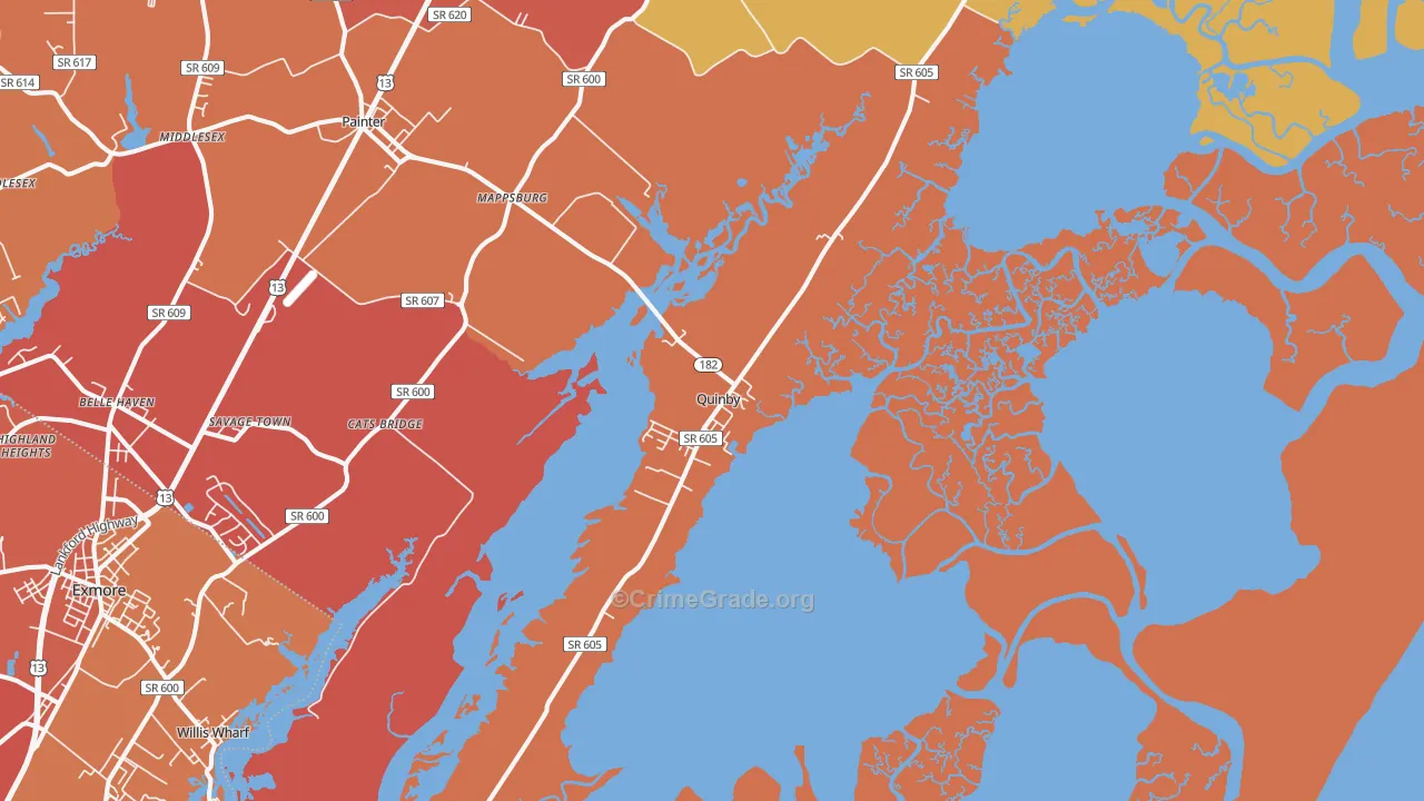 Quinby, VA Map of Assault Rates