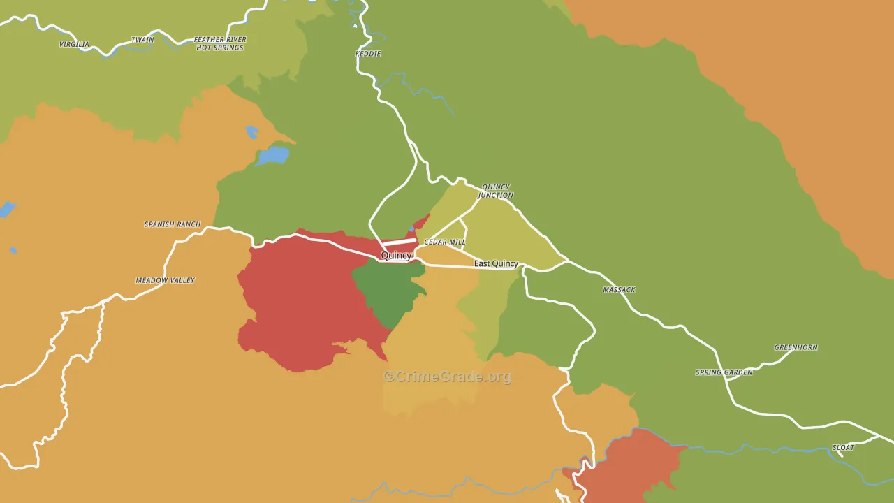 Quincy, CA Map of Assault Rates