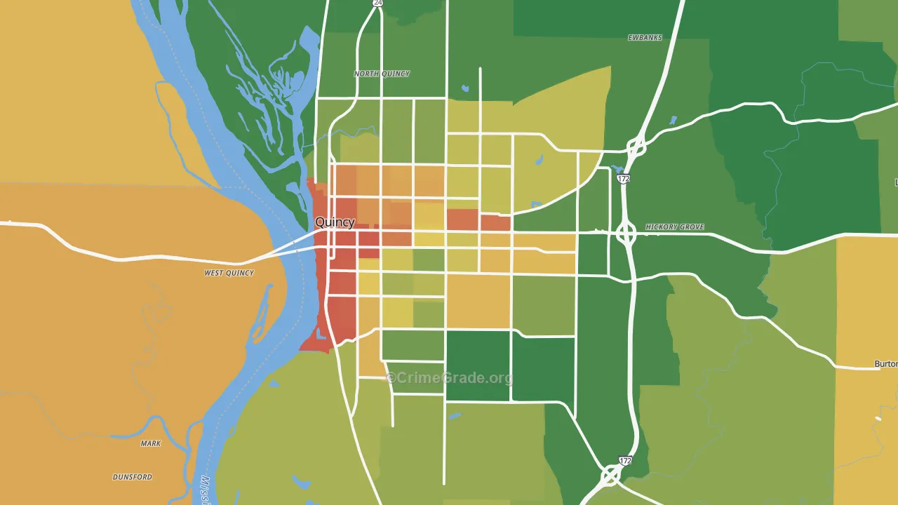 Quincy, IL Map of Assault Rates