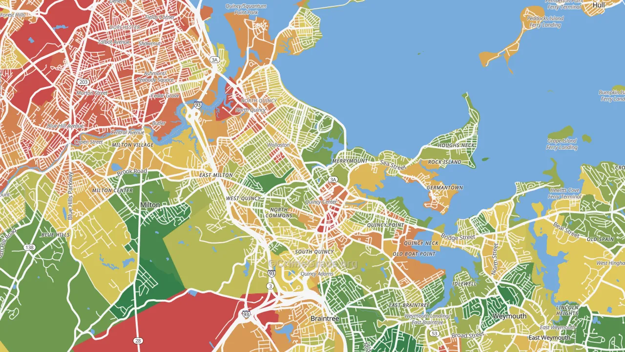 Quincy, MA Map of Assault Rates