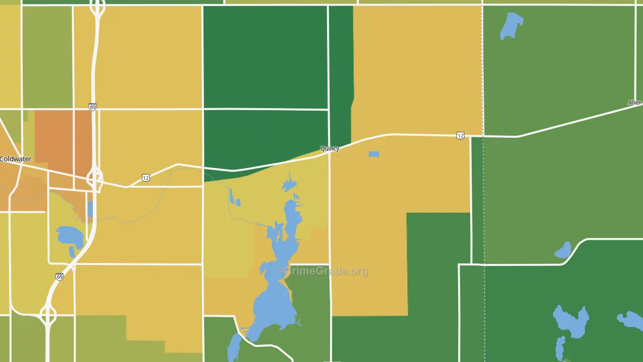 Quincy, MI Map of Assault Rates