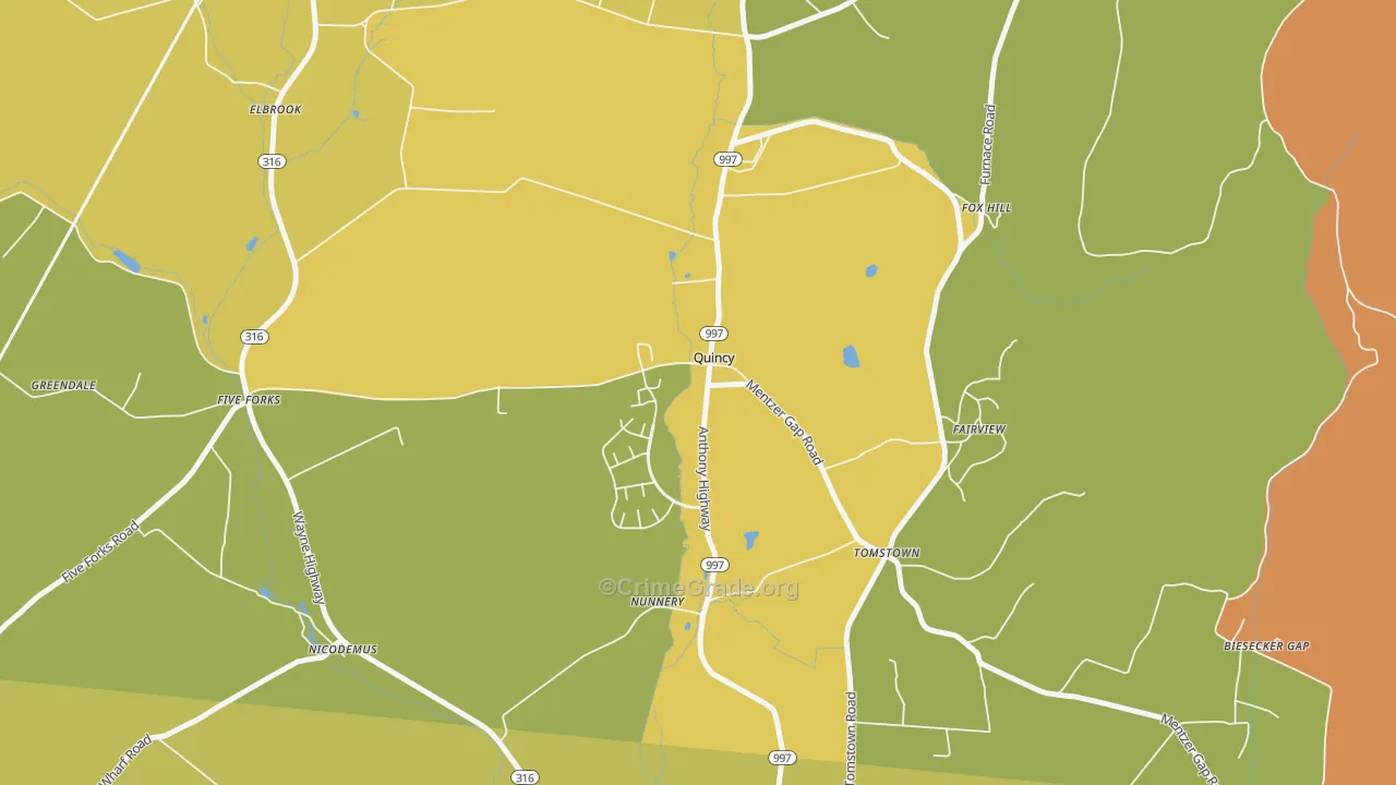 Quincy, PA Map of Assault Rates