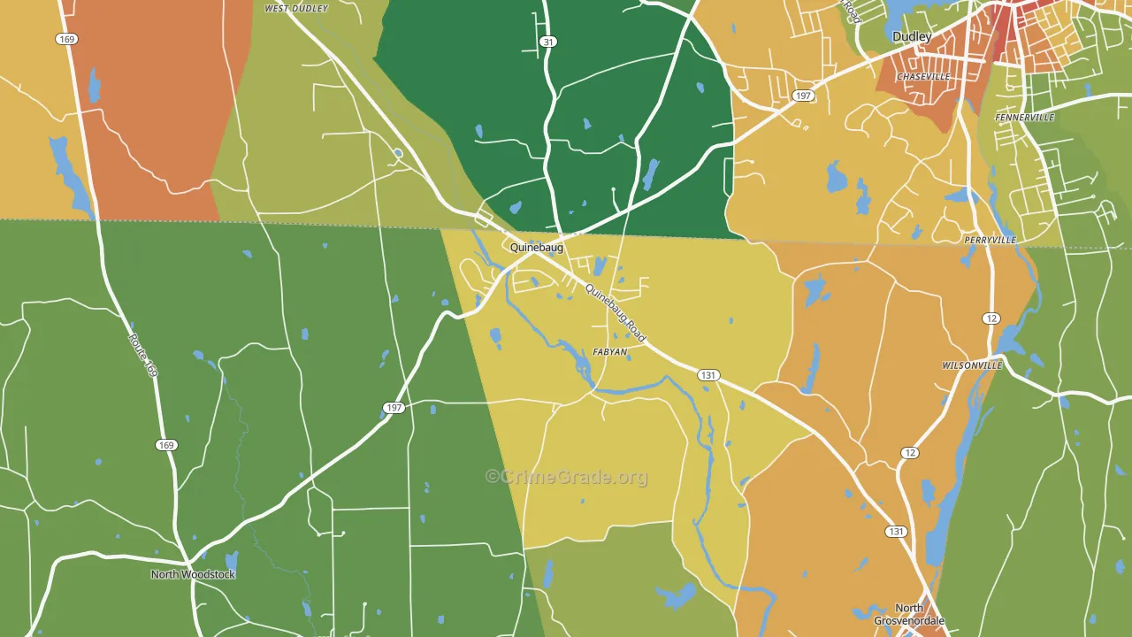 Quinebaug, CT Map of Assault Rates