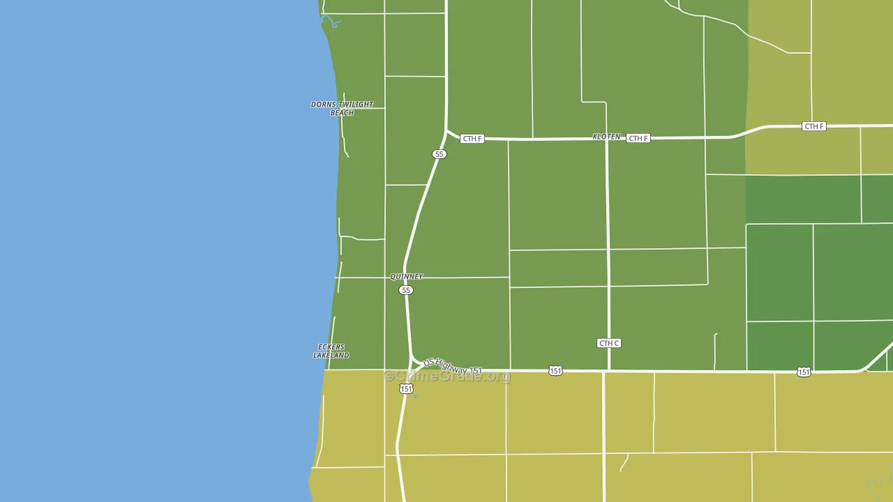 Quinney, WI Map of Assault Rates