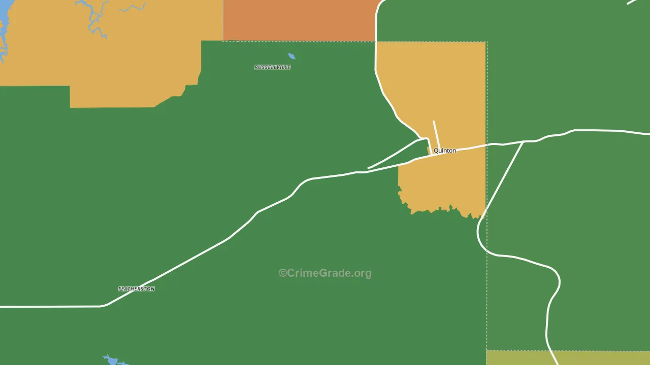 Quinton, OK Map of Assault Rates