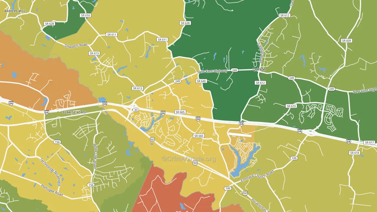 Quinton, VA Map of Assault Rates