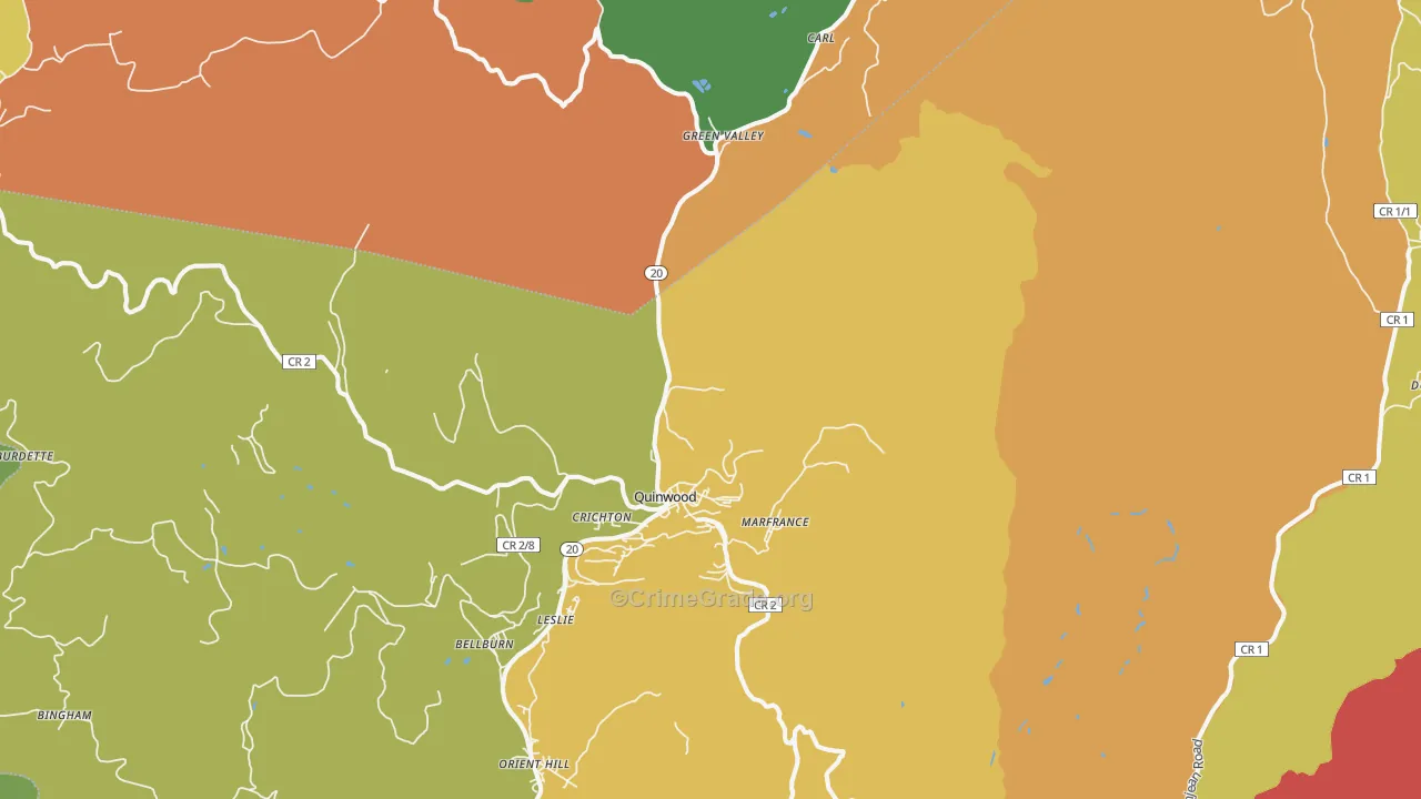 Quinwood, WV Map of Assault Rates