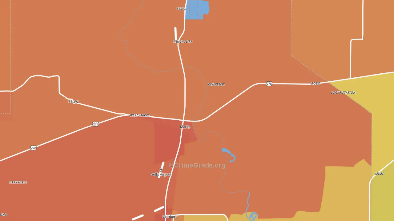 Quitman County, MS Map of Assault Rates
