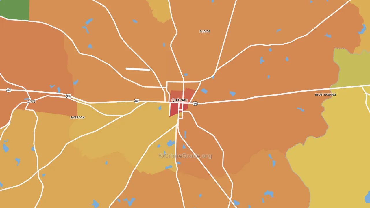 Quitman, GA Map of Assault Rates