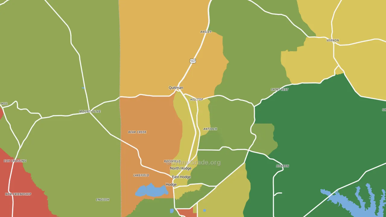 Quitman, LA Map of Assault Rates
