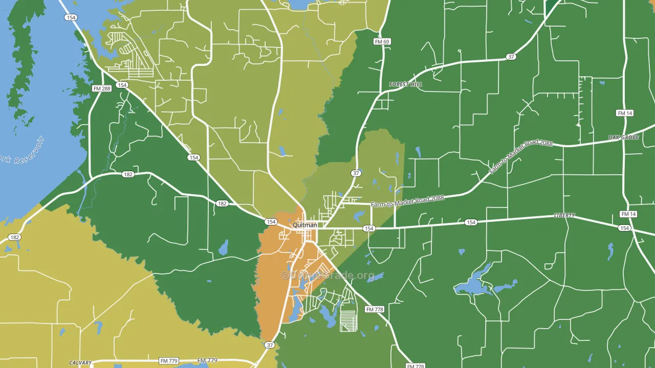 Quitman, TX Map of Assault Rates