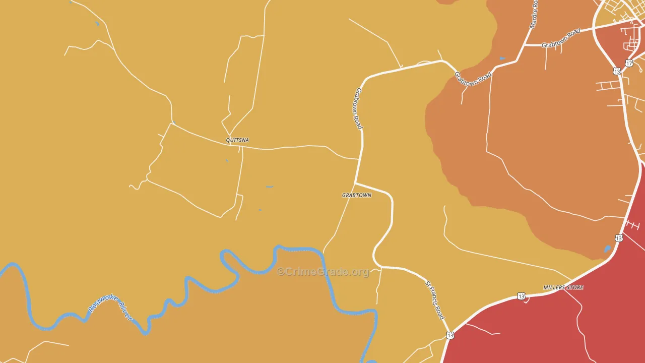 Quitsna, NC Map of Assault Rates