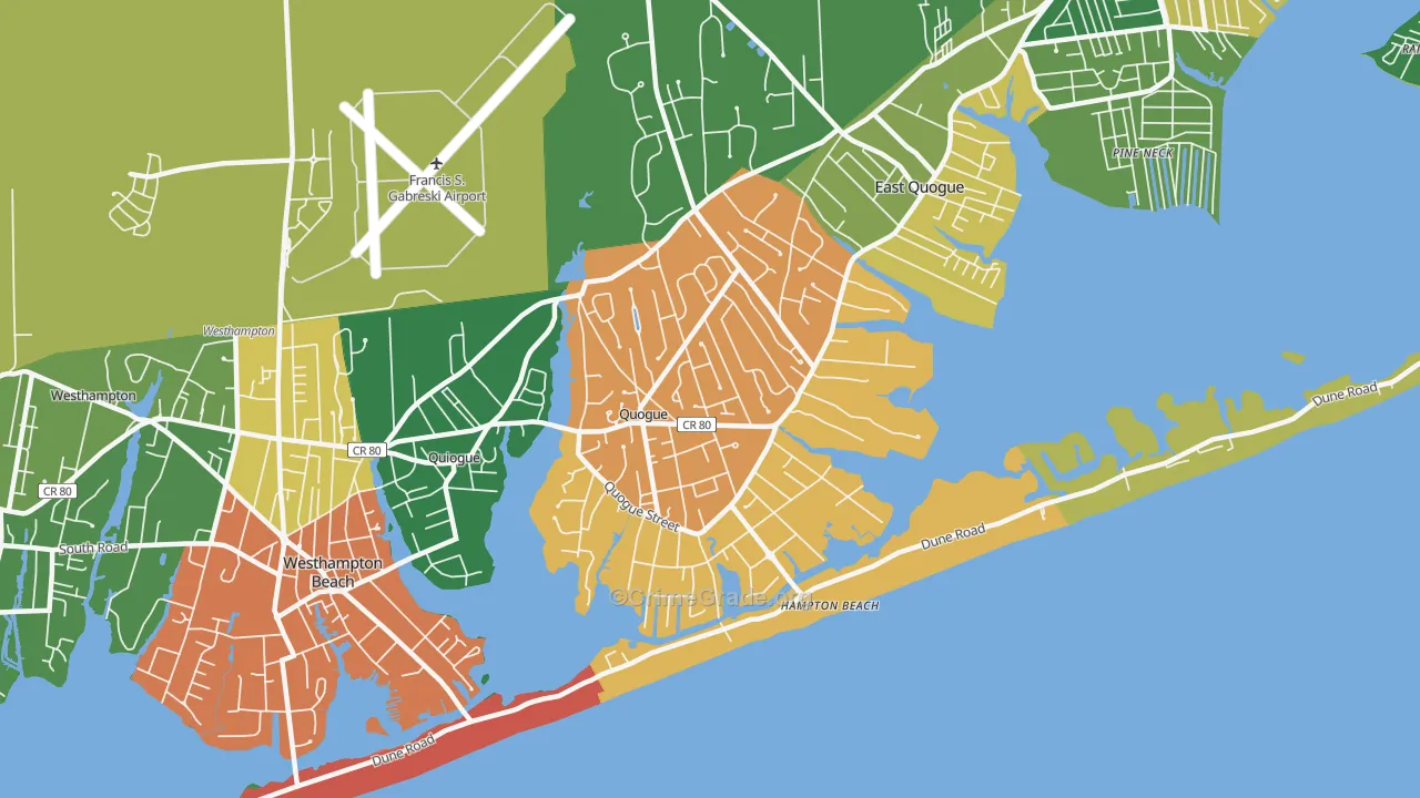 Quogue, NY Map of Assault Rates