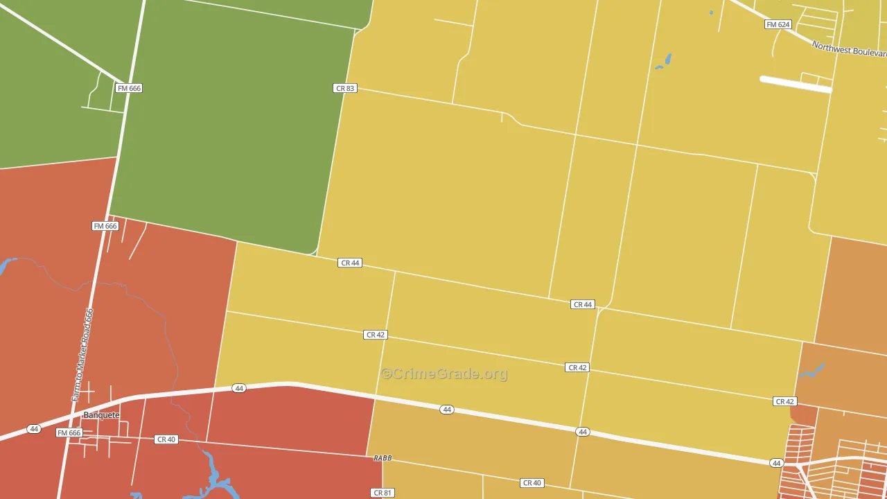 Rabb, TX Map of Assault Rates