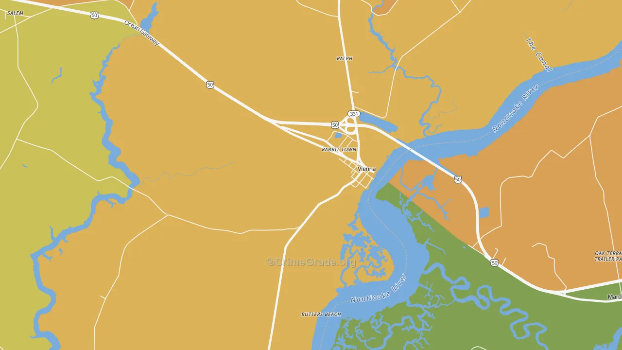 Rabbit Town, MD Map of Assault Rates