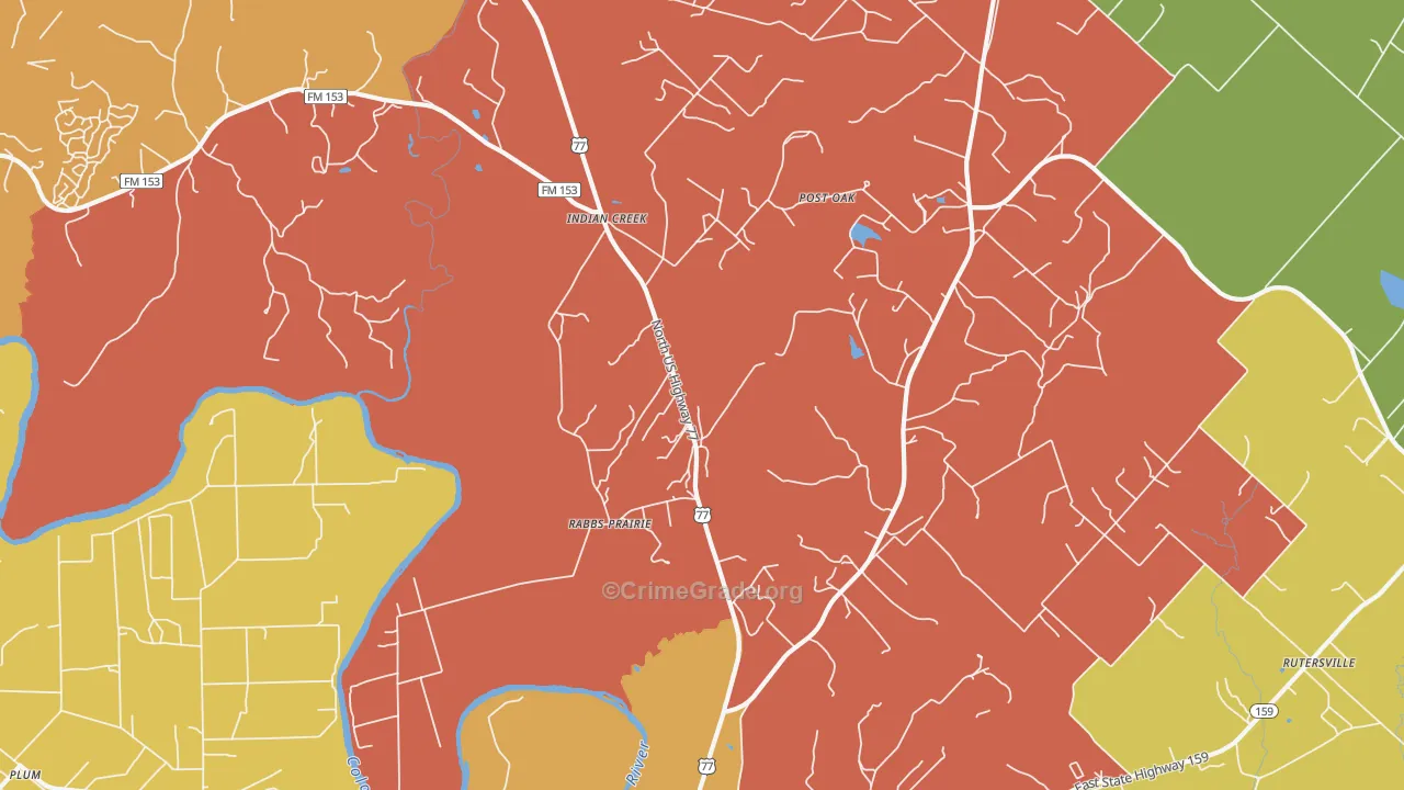 Rabbs Prairie, TX Map of Assault Rates