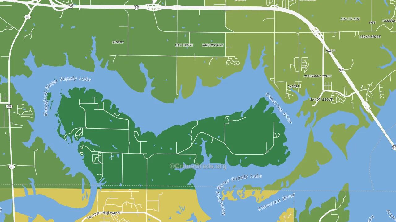 Rabornville, OK Map of Assault Rates