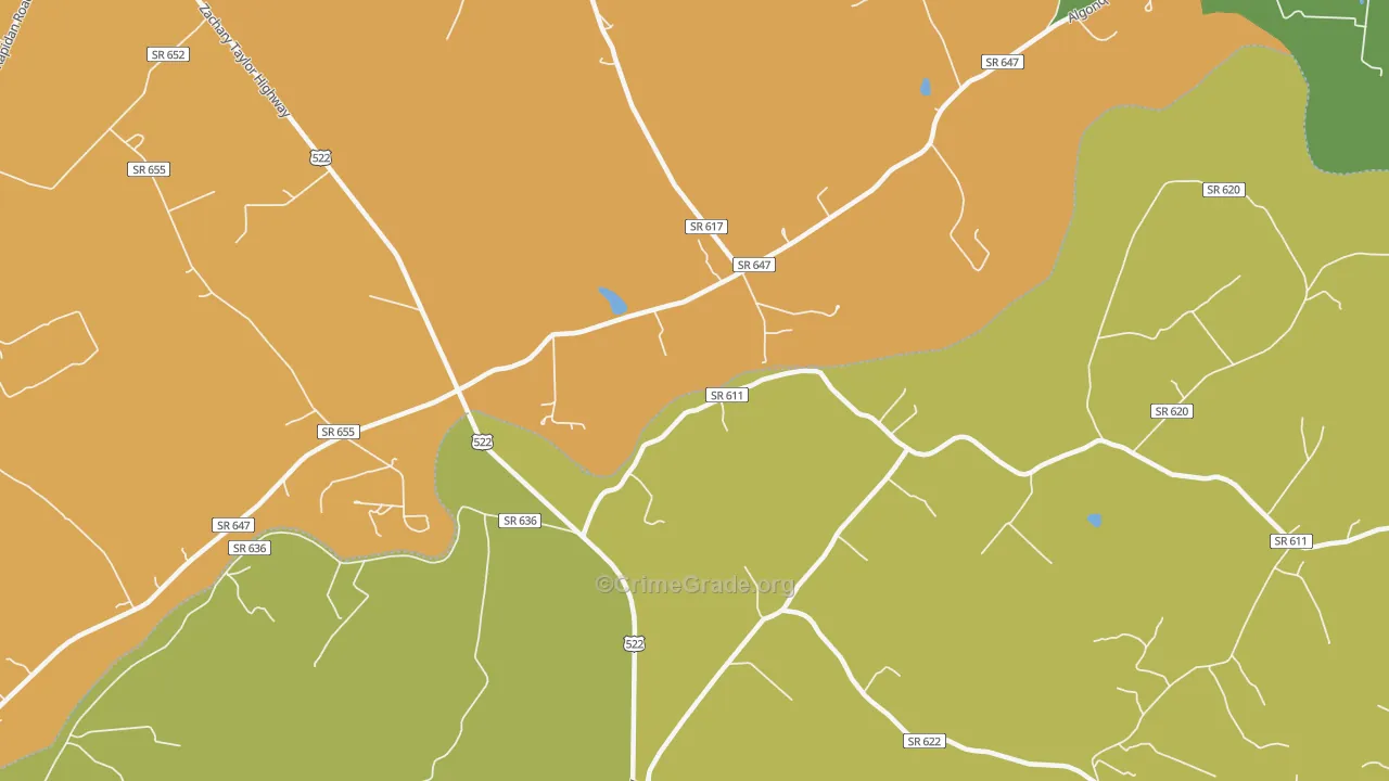 Raccoon Ford, VA Map of Assault Rates