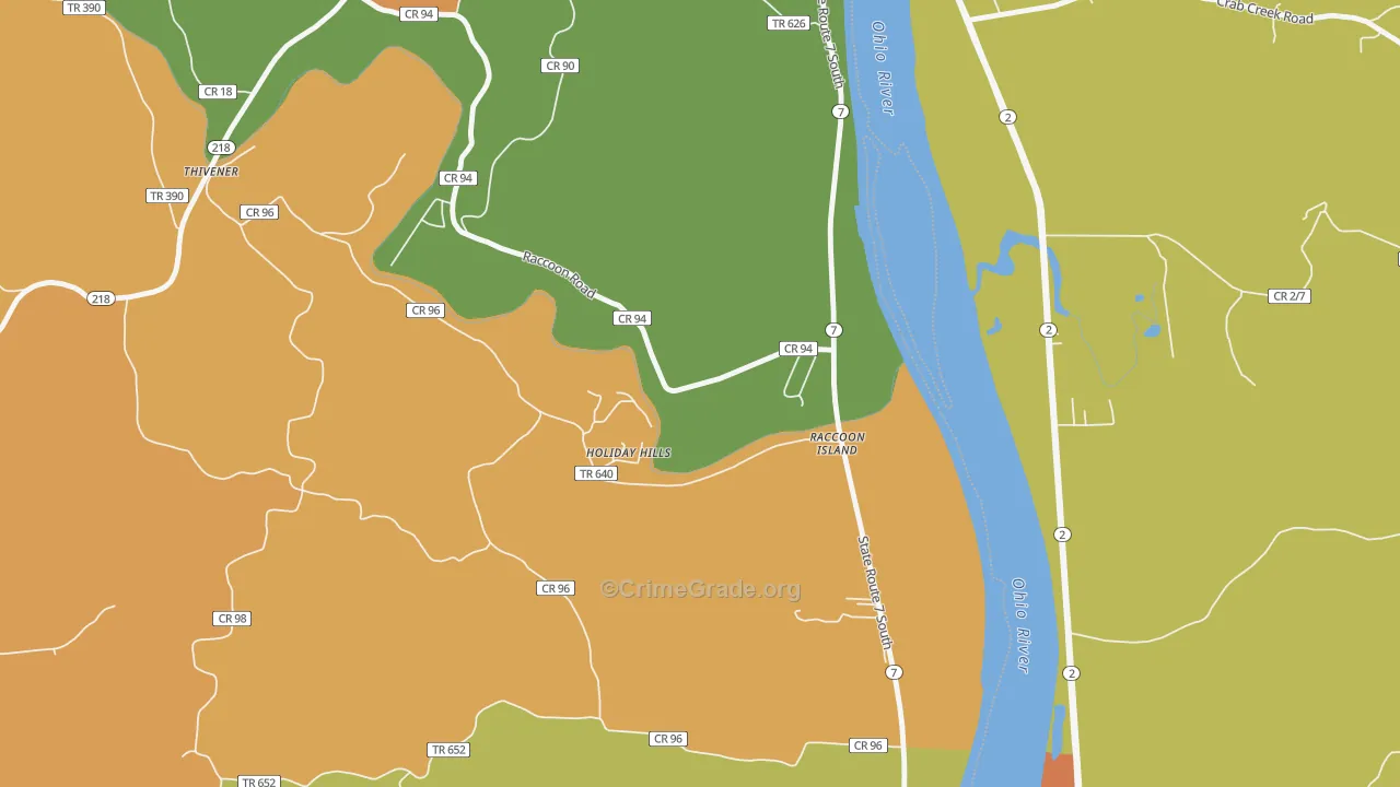 Raccoon Island, OH Map of Assault Rates