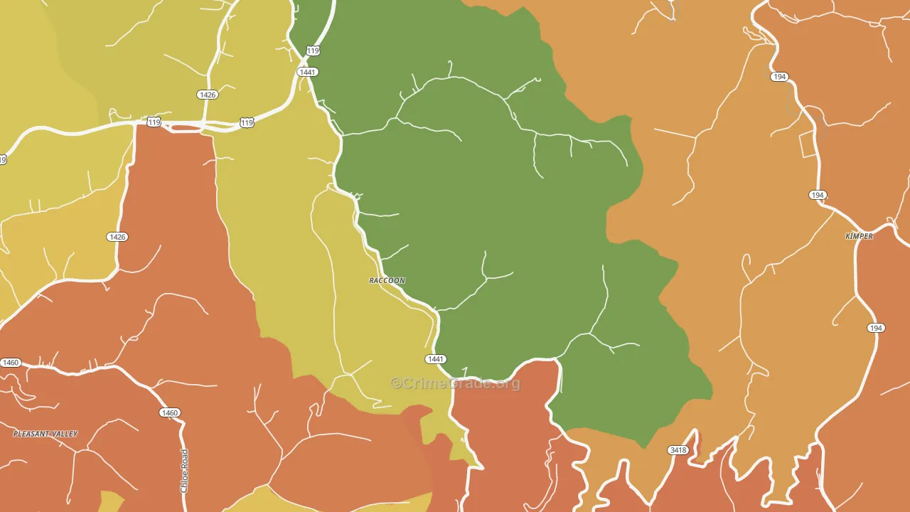 Raccoon, KY Map of Assault Rates