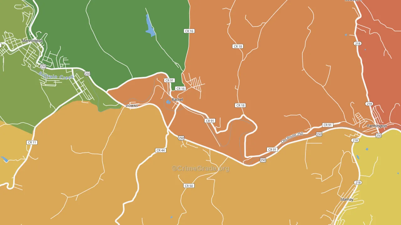 Rachel, WV Map of Assault Rates