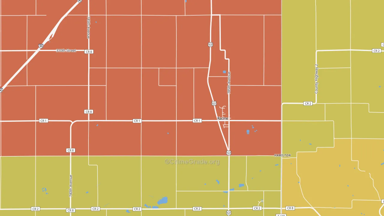 Racine, MN Map of Assault Rates
