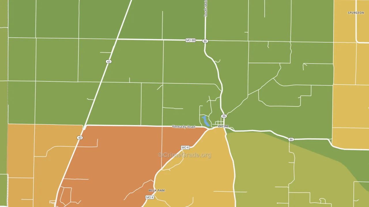 Racine, MO Map of Assault Rates
