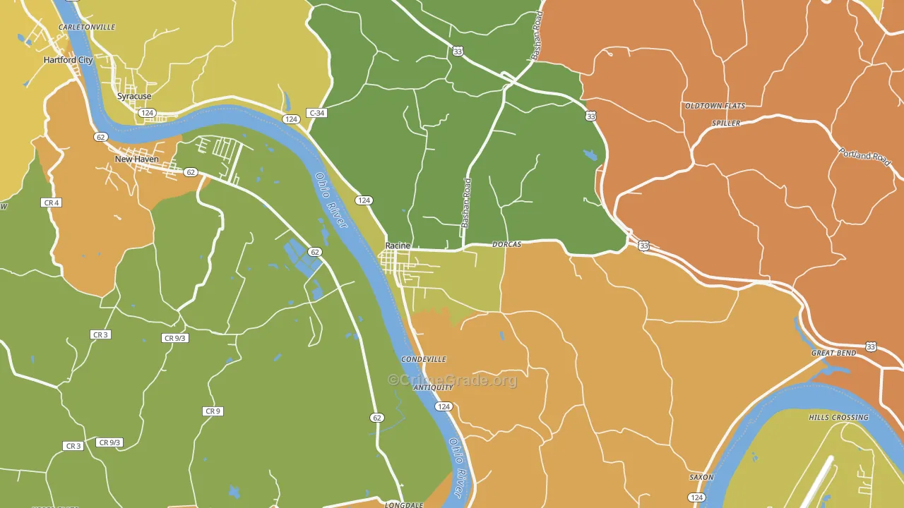 Racine, OH Map of Assault Rates