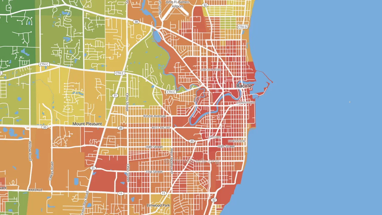 Racine, WI Map of Assault Rates