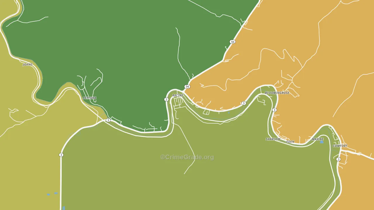 Racine, WV Map of Assault Rates